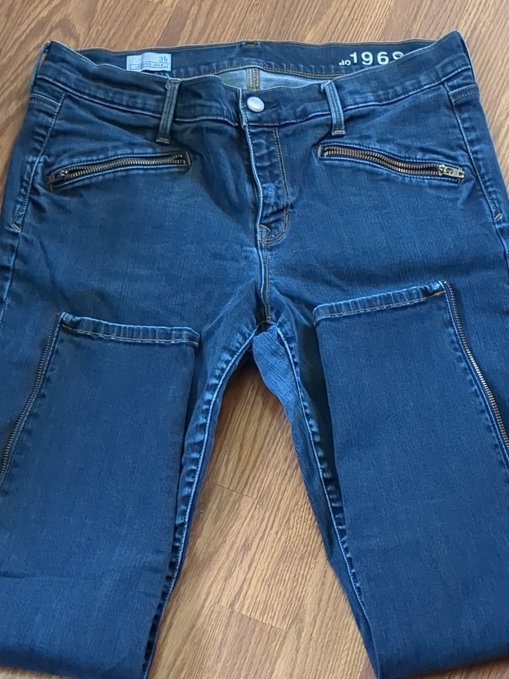 GAP Women's Dark Blue Skinny Jeans with Zip Details